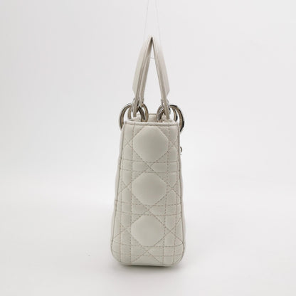 Lady Dior Mini White Lambskin Leather Silver HW Chain Strap 2018