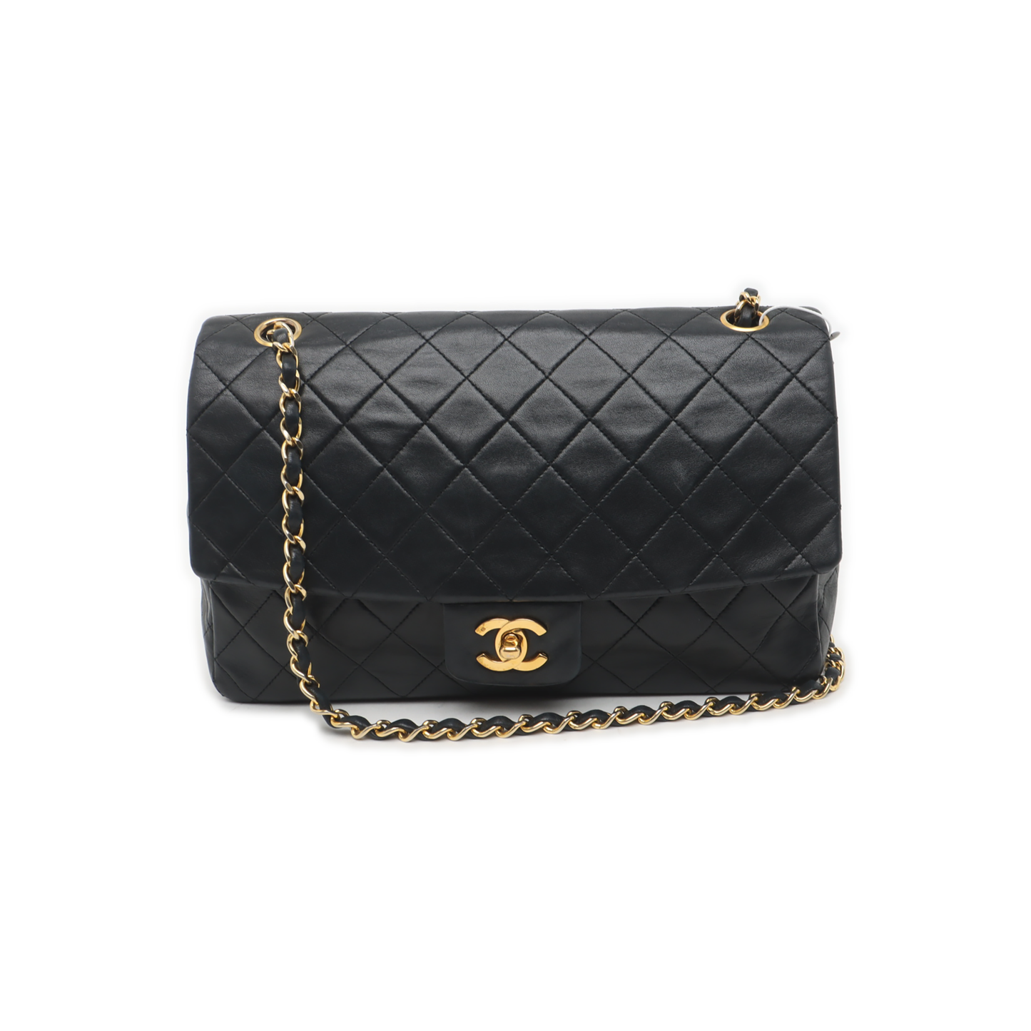 Chanel Classic Flap Vintage Large Black Lambskin Leather with 24k Gold Hardware, 1989-1991