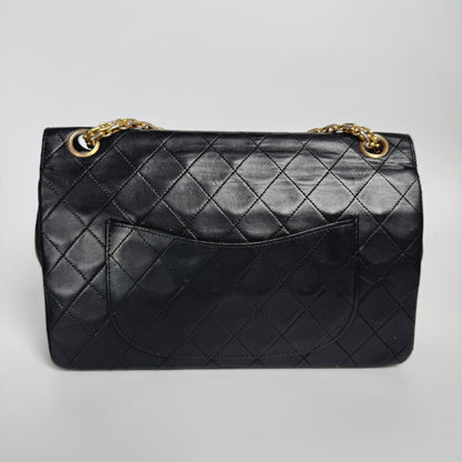 Chanel Classic Flap Vintage Black Lambskin Leather with 24k Gold Hardware Chain Strap