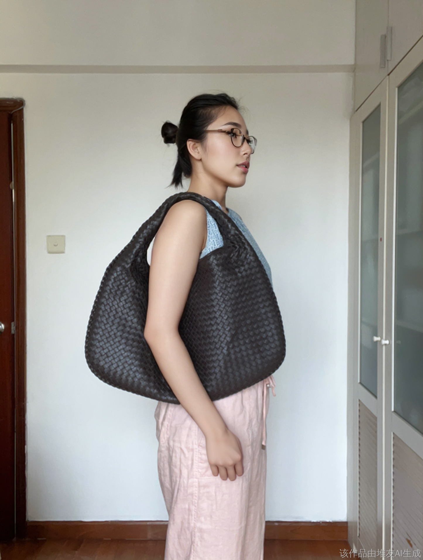 Bottega Veneta Hobo Bag Large Chocolate Brown Lambskin leather 53cm Woven Handle