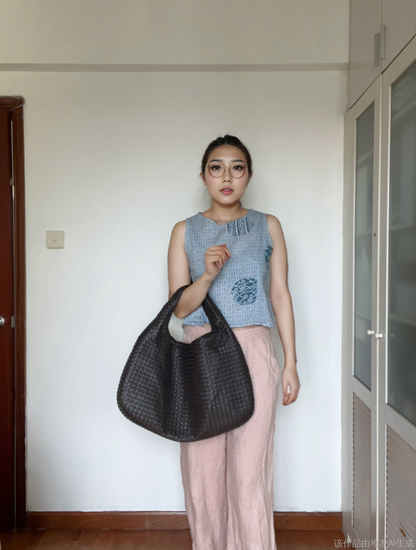 Bottega Veneta Hobo Bag Large Chocolate Brown Lambskin leather 53cm Woven Handle