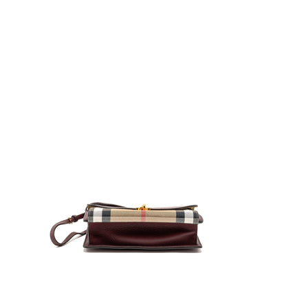Burberry House Check Crossbody Purse Canvas/ Calfskin Leather Multicolour Brown
