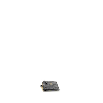 Dior Caro Compact Zipped Card Holder Calfskin Black