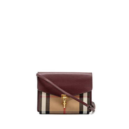 Burberry House Check Crossbody Purse Canvas/ Calfskin Leather Multicolour Brown