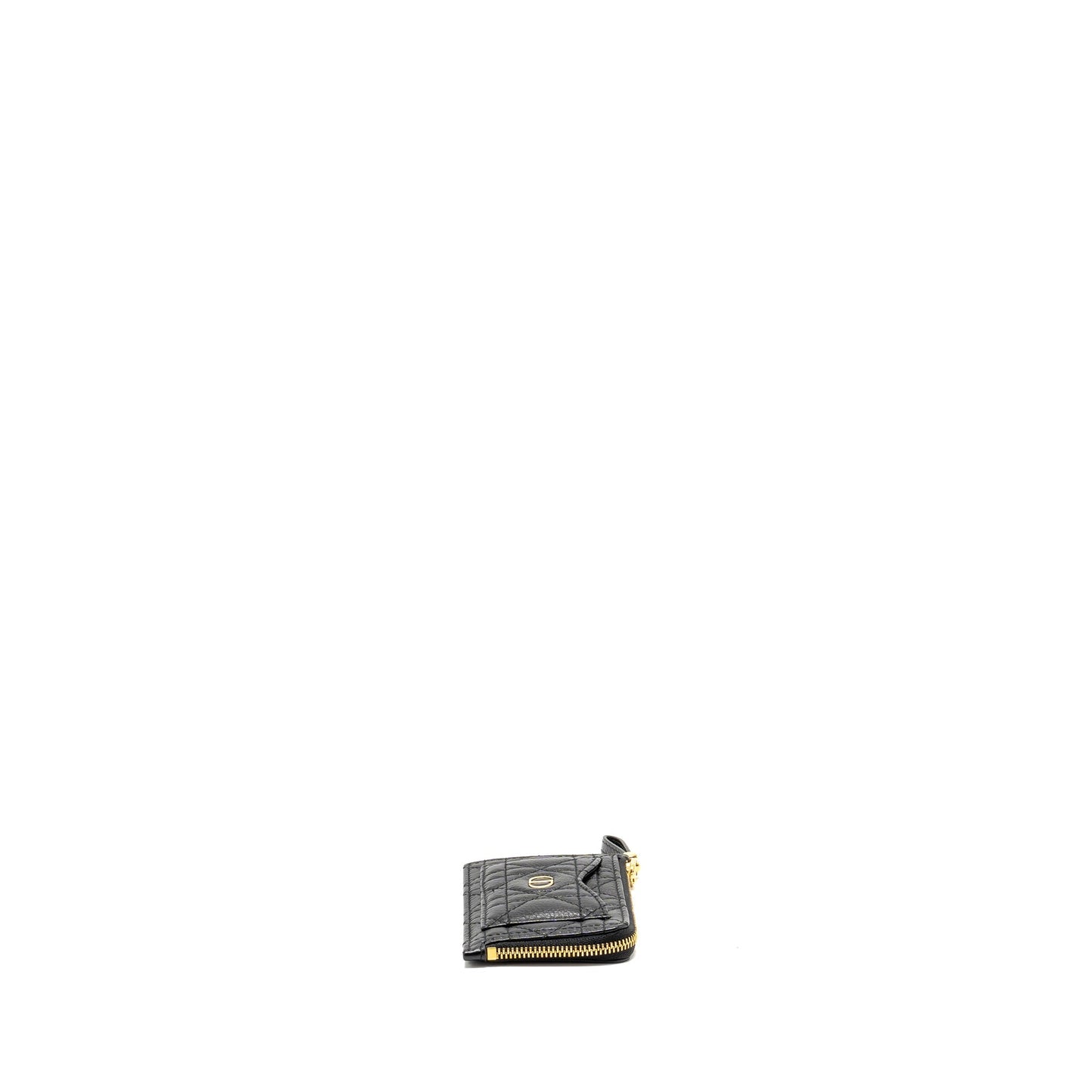 Dior Caro Compact Zipped Card Holder Calfskin Black