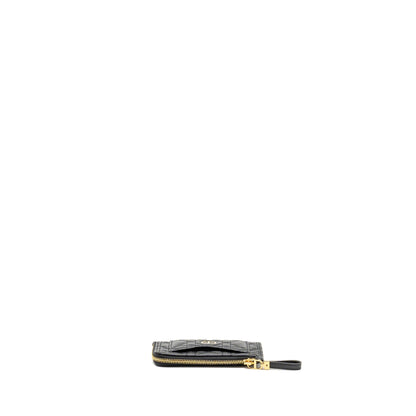Dior Caro Compact Zipped Card Holder Calfskin Black