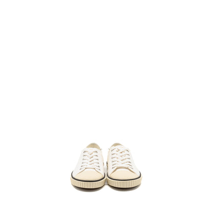 Luxury CELINE Size 39 Blank Toe Cap Low Top Sneakers Canvas/Calfskin Off White SHW