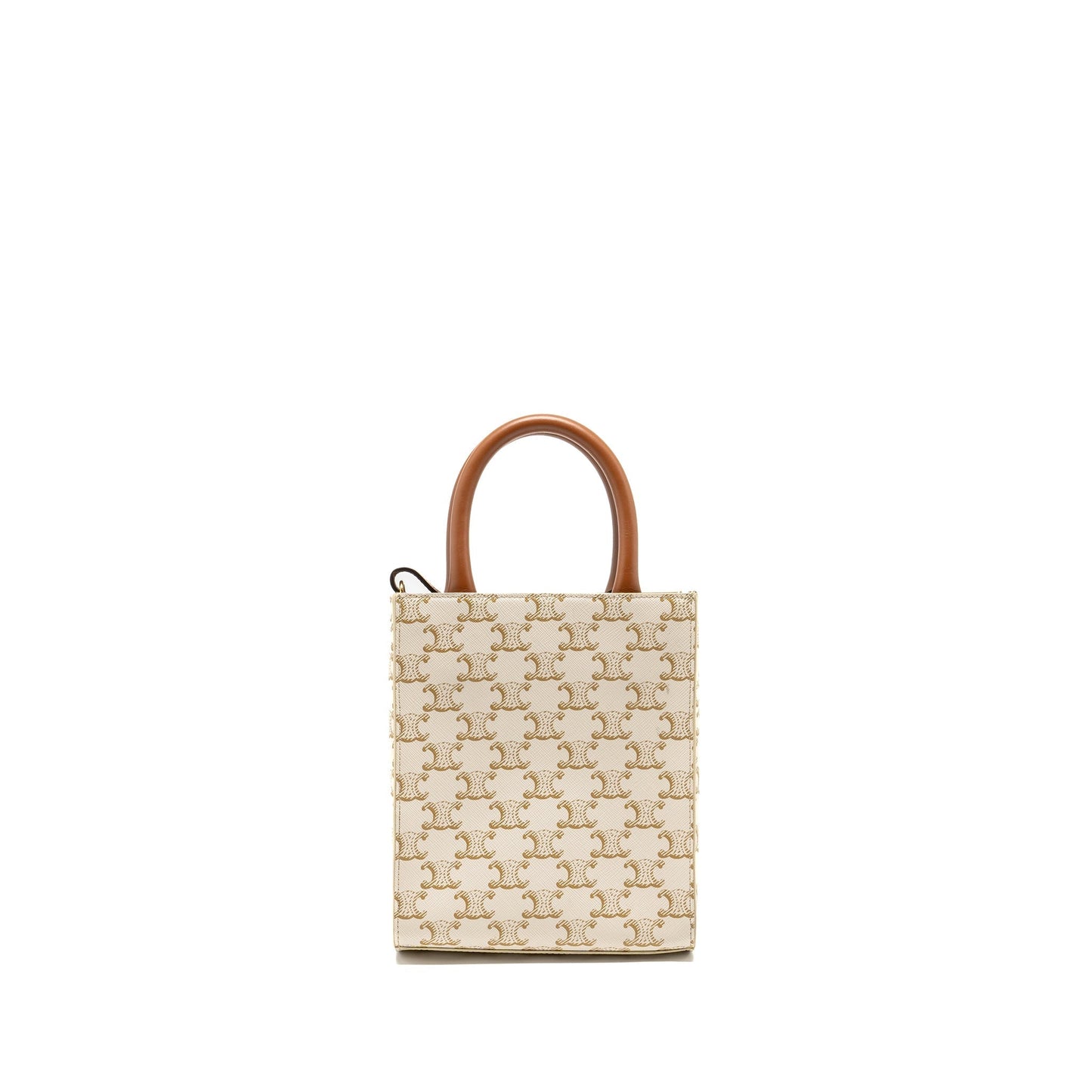 Luxury CELINE Mini Vertical Cabas Triomphe Canvas/Calfskin WHITE GHW