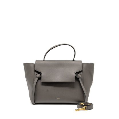 Luxury CELINE Mini Belt Bag Calfskin Grey GHW