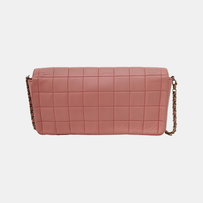 Chanel East West Chocolate Bar Light Pink Leather Gold Hardware Vintage