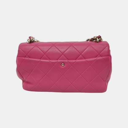 Chanel Elegant Gold Chain Resin Bi-color Single Flap Bag Small Pink