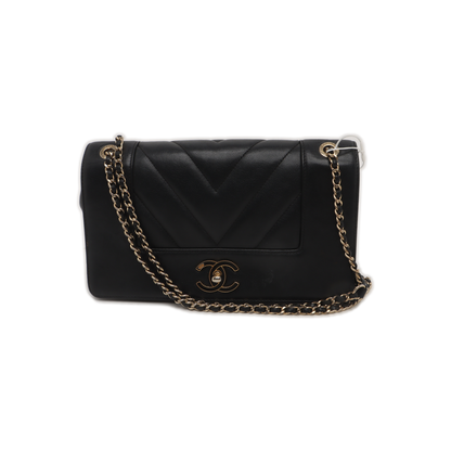 Chanel Single Flap Medium Chevron Black Quilted Lambskin Leather, 2017-2018