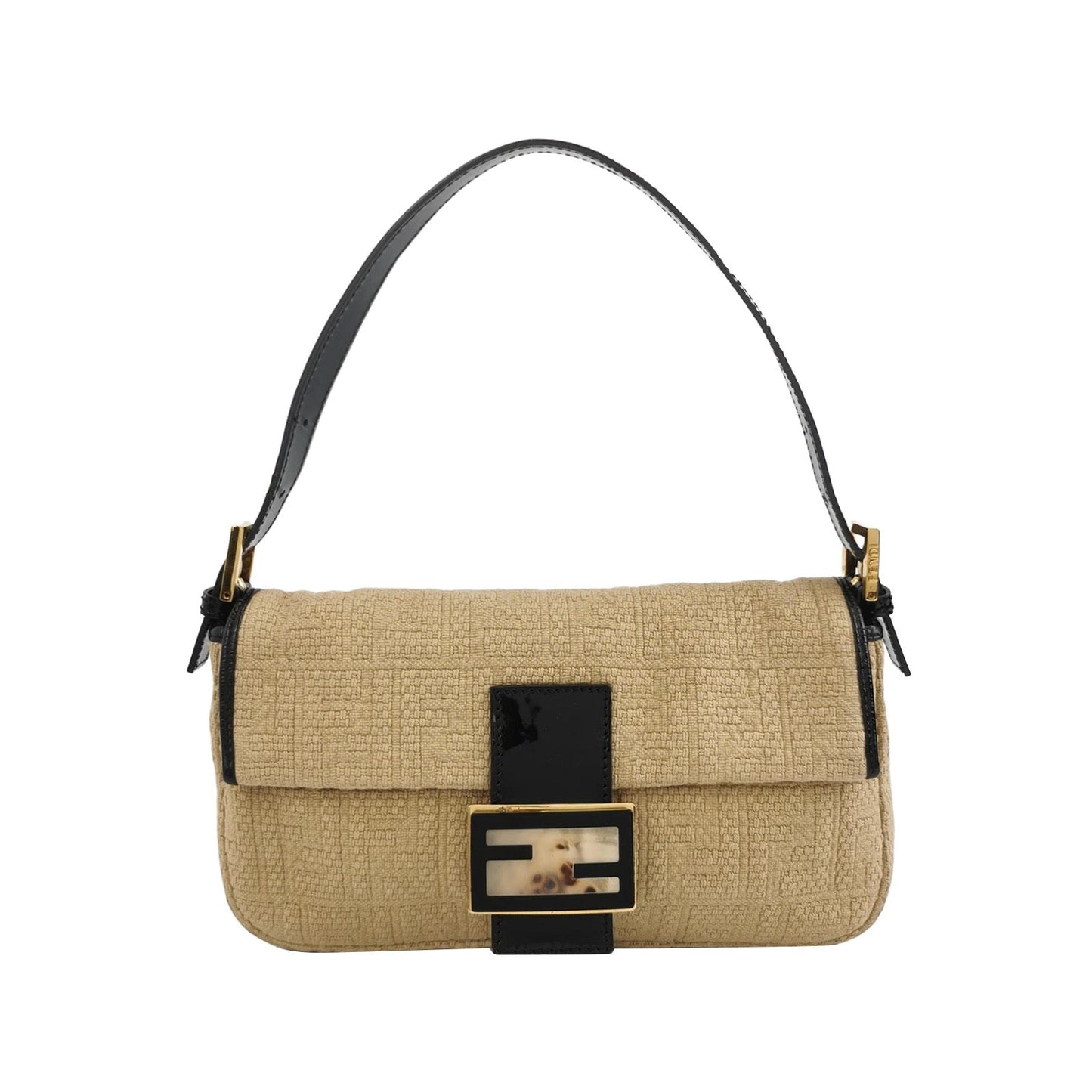 Fendi Baguette 1997 Beige Canvas Zucca Embossed with Zucca Interior