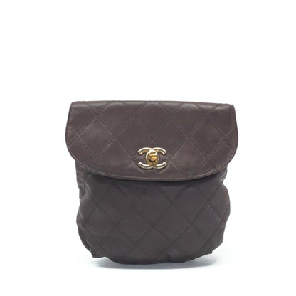 Chanel Vintage Flap Belt Bag Mini Dark Brown Lambskin Leather Gold-tone Hardware