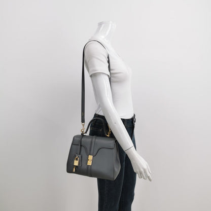 Celine 16 Bag Small Grey Pebbled Calfskin Leather