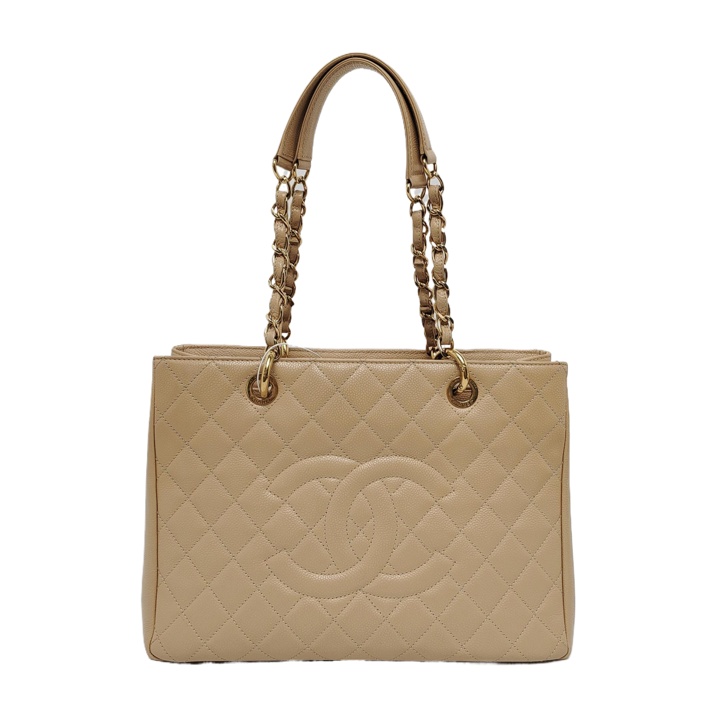 Chanel GST Grand Shopping Tote Beige Caviar Leather GM Gold Hardware