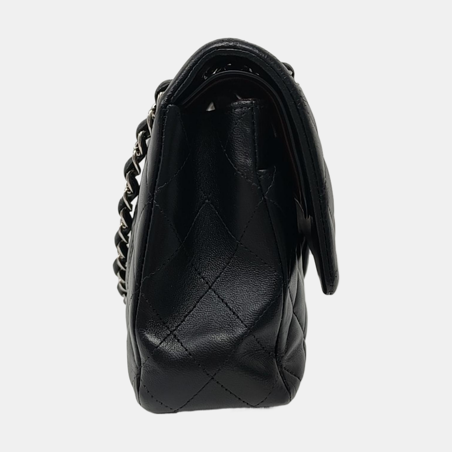 Chanel Timeless Classic Flap Medium Black Lambskin Leather Silver Hardware 2017