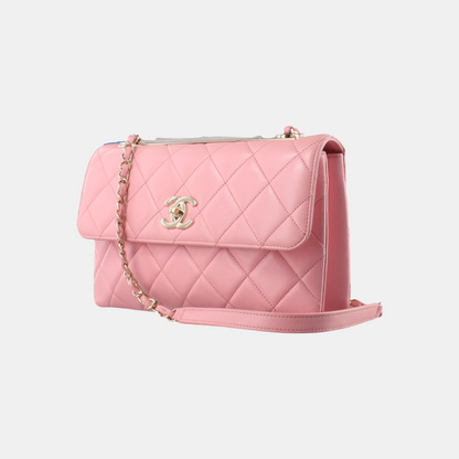 Chanel Trendy CC Flap Bag Pink Cannage Lambskin Leather Gold Shoulder Chain