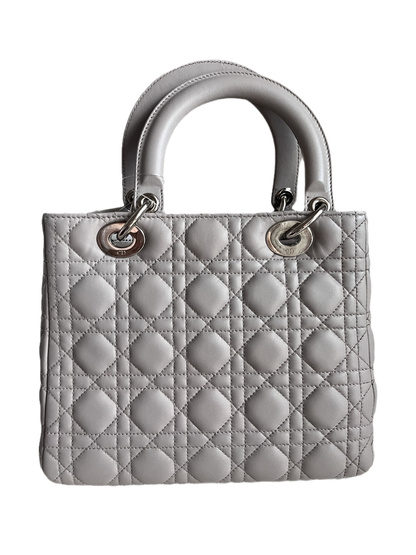 Lady Dior Grey Cannage Leather Medium no strap