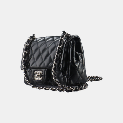 Chanel Classic Flap Mini Square Black Patent Lambskin Crossbody Bag, 2012-2013