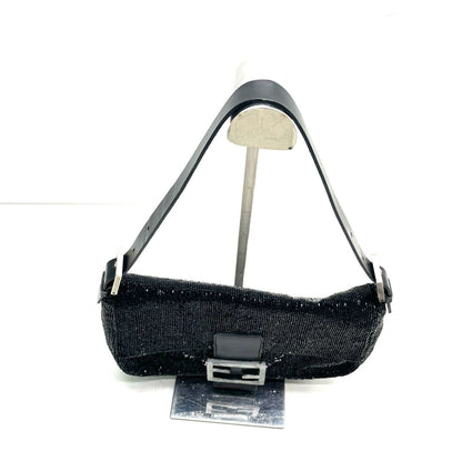 Fendi Baguette Vintage Black Glitter Beads Shoulder Bag