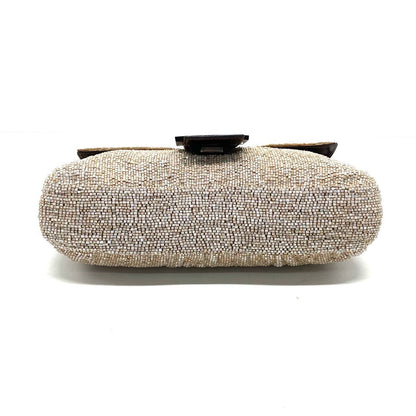 Fendi Baguette Shoulder bag with Glitter Beige Beads