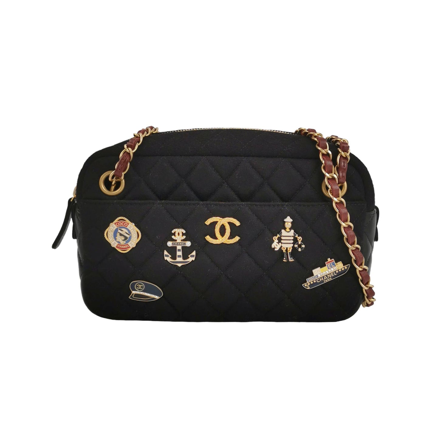 Chanel MÃ©tiers d'Art Paris-Hamburg 2018 Wool Nautical Charms Camera Bag Dark Navy