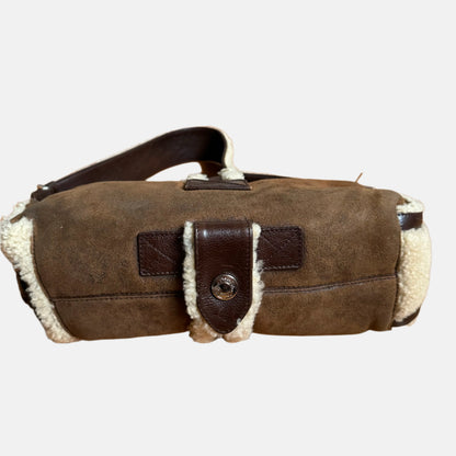 Dior Flight Medium Shoulder Bag Tan Brown Shearling
