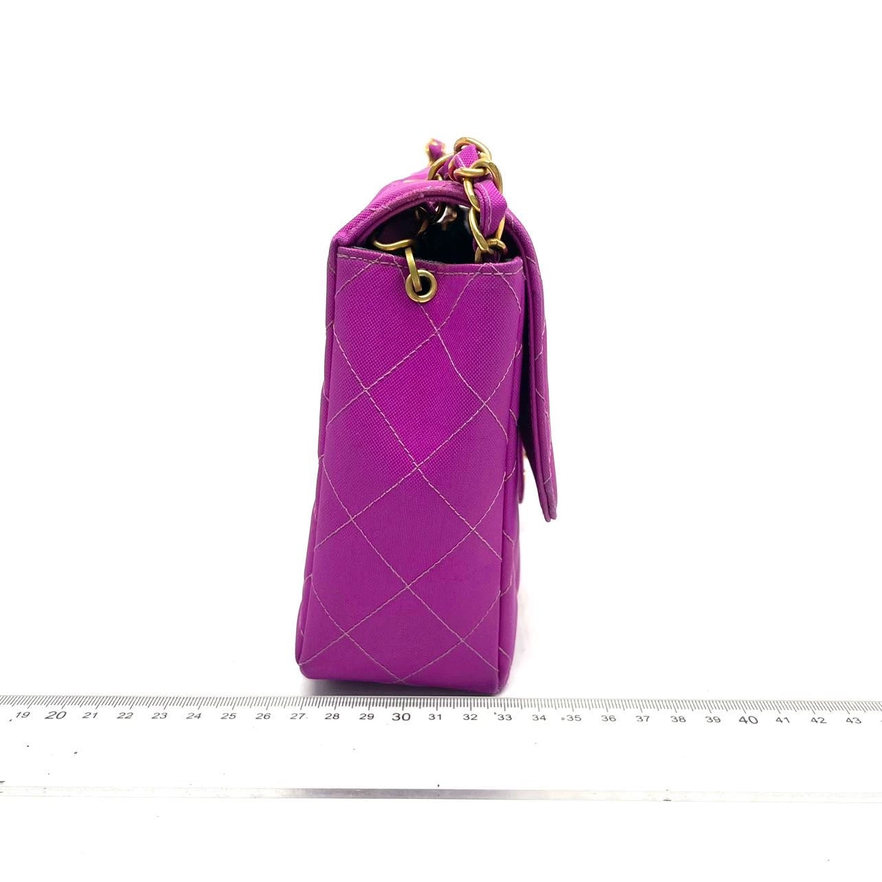 Chanel Classic Flap Medium Vintage Pink Fuchsia Canvas with 24k Gold Plated Hardware