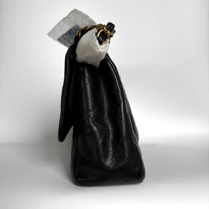 Chanel Classic Flap Jumbo Black Caviar Leather Double Flap Gold Hardware 2011-2012