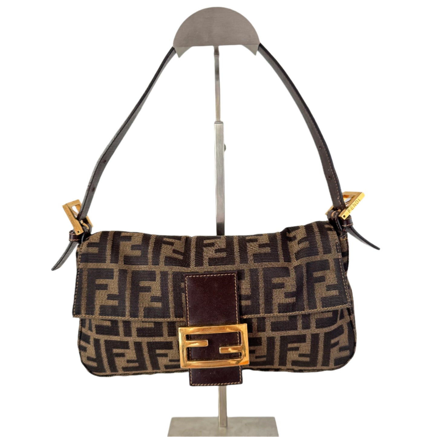 Fendi Baguette Classic Zucca Print Monogram Gold-tone Hardware