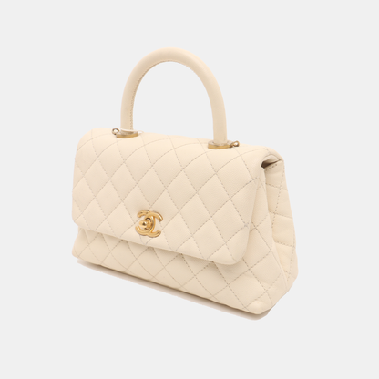 Chanel Coco Handle Small Beige Caviar Leather Gold Hardware, 2017