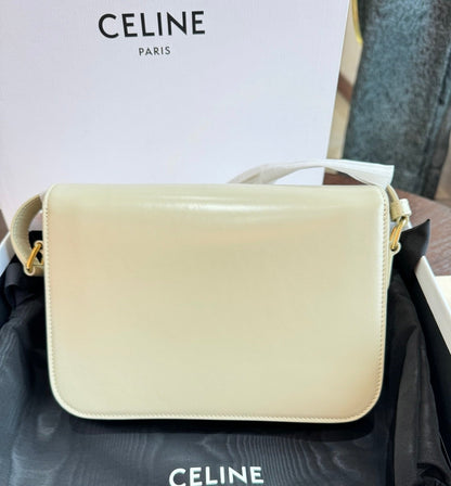 Celine Triomphe Classic Medium Ivory White