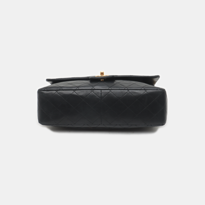 Chanel Classic Flap Vintage Large Black Lambskin Leather with 24k Gold Hardware, 1989-1991