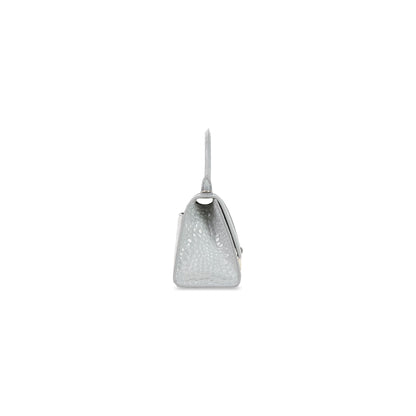 BALENCIAGA HOURGLASS SMALL HANDBAG CROCODILE EMBOSSED IN GREY