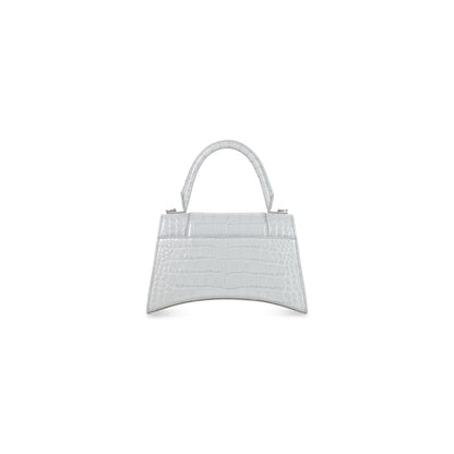 BALENCIAGA HOURGLASS SMALL HANDBAG CROCODILE EMBOSSED IN GREY