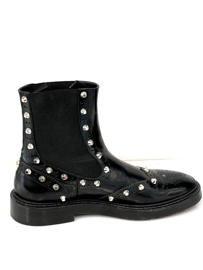 BALENCIAGA ICONIC WINGTIP BROGUE STUDDED CHELSEA BOOTS