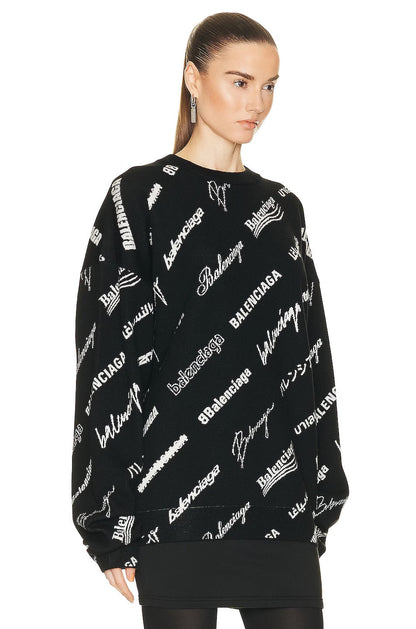 BALENCIAGA LUNAR ALL-OVER LOGO CREWNECK SWEATER