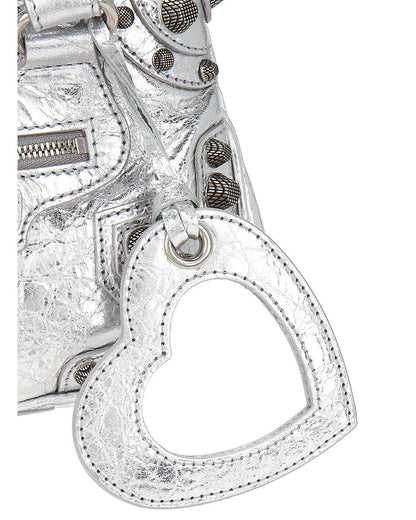 BALENCIAGA MINI NEO CAGOLE METALLIC LEATHER TOTE BAG