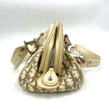 Dior Vintage Embroidered Diorissimo Bowler Bag Top White Monogram