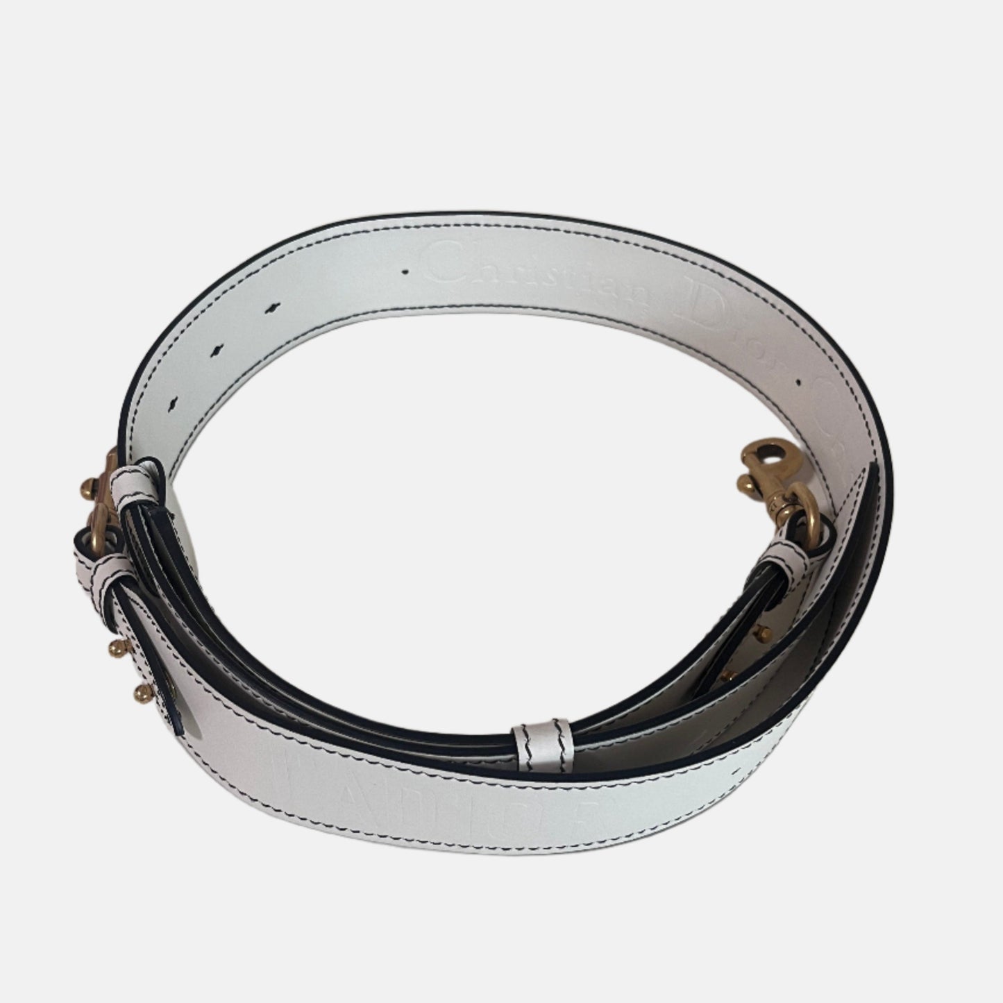 Dior Strap Leather White with Gold-tone Hardware