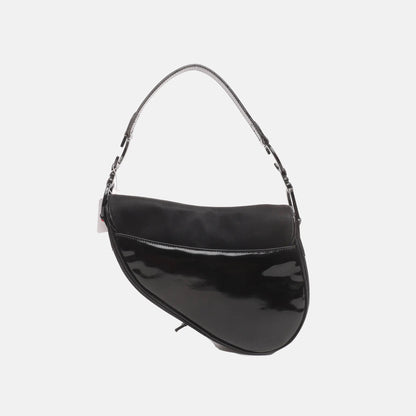 Dior Saddle Vintage So Black Fabric and Patent Leather Shoulder Bag