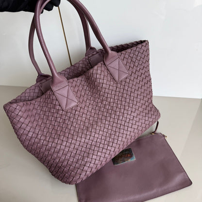 Bottega Veneta Cabat Small Intreccio Leather Tote Bag Mauve Purple Pink 30cm