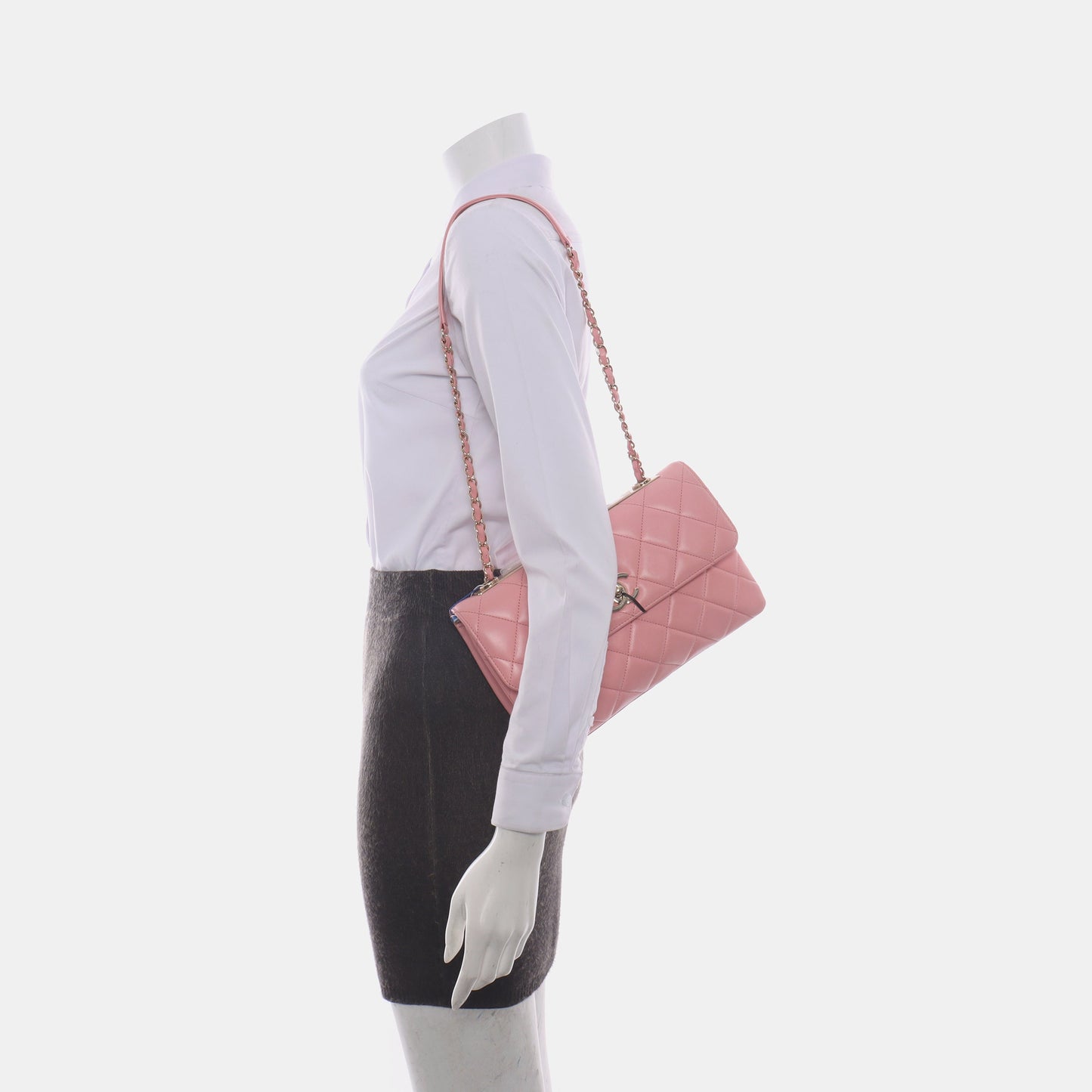 Chanel Trendy CC Flap Bag Pink Cannage Lambskin Leather Gold Shoulder Chain