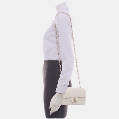 Chanel Classic Flap Rectangular Mini White Lambskin Silver Hardware, 2017