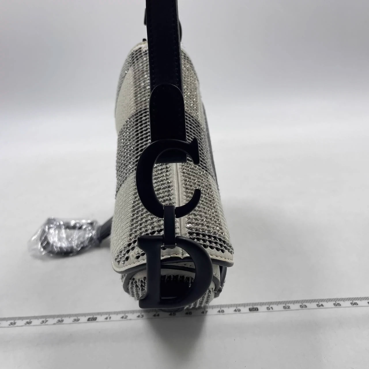 Dior Saddle Mini Beaded Black and White checkered Pattern