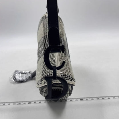 Dior Saddle Mini Beaded Black and White checkered Pattern