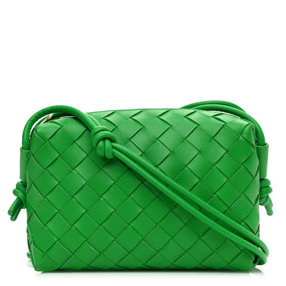BOTTEGA VENETA NAPPA LEATHER INTECCIATO MINI LOOP CAMERA BAG PARAKEET