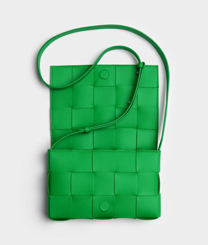 BOTTEGA VENETA LAMBSKIN INTRECCIATO MINI CASSETTE CROSSBODY BAG