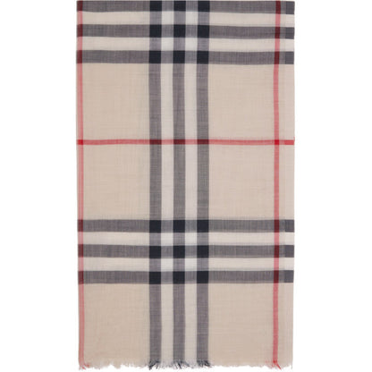 BURBERRY BEIGE GAUZE LIGHTWEIGHT GIANT CHECK SCARF
